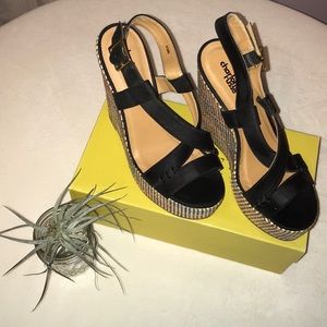 Charlotte Russe black wedges- NWOT